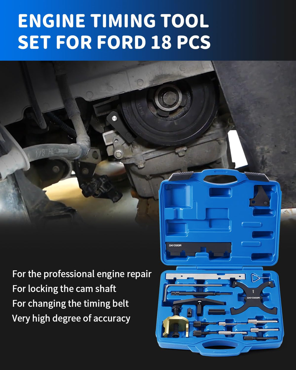 DAYDOOR layout of all kit components arranged for easy inventory and tool selection