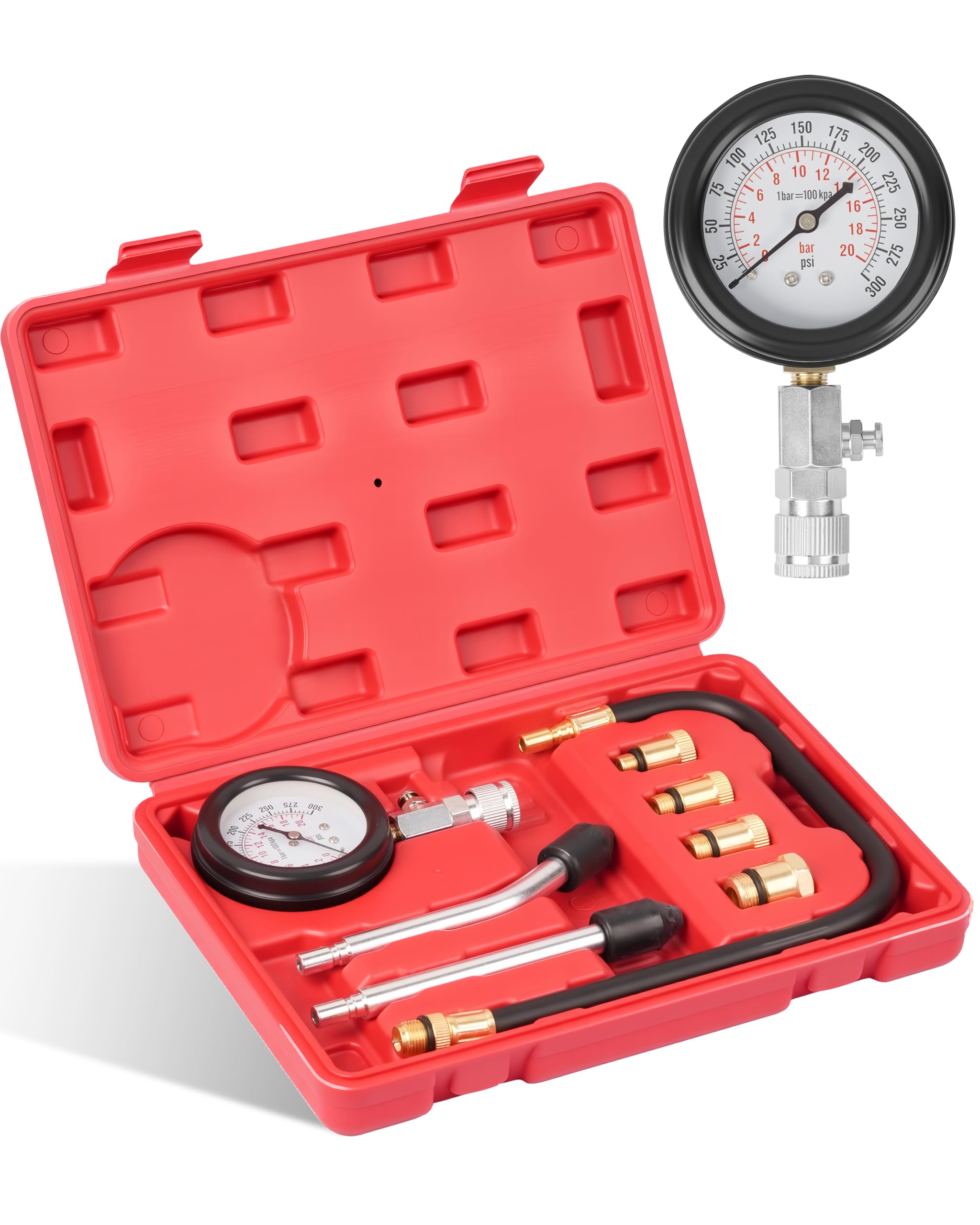DAYUAN gauge connected to adapter illustrating secure pressure measurement
