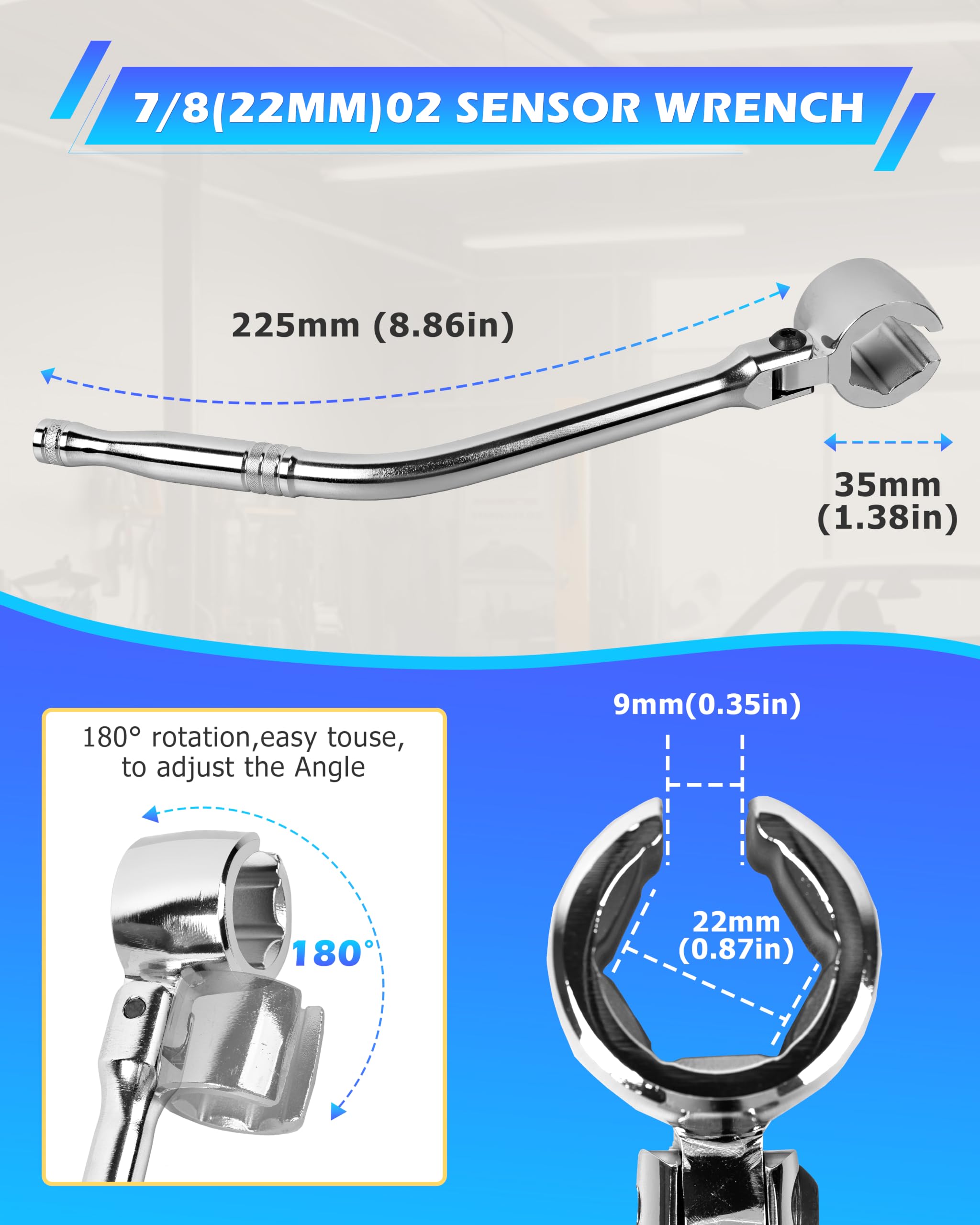 DAYUAN low-profile 7/8-inch oxygen socket close-up for tight-clearance removal