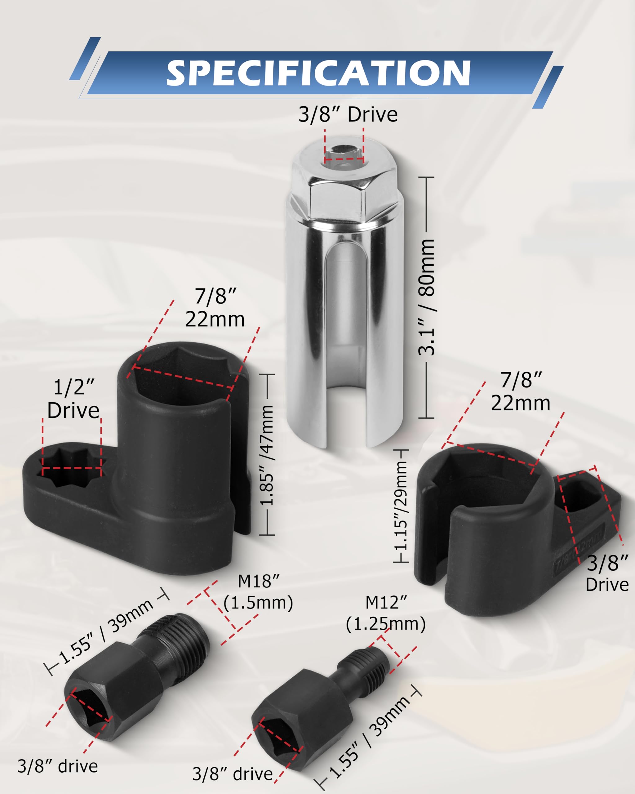DAYUAN sockets beside a ratchet and screwdriver illustrating size and scale