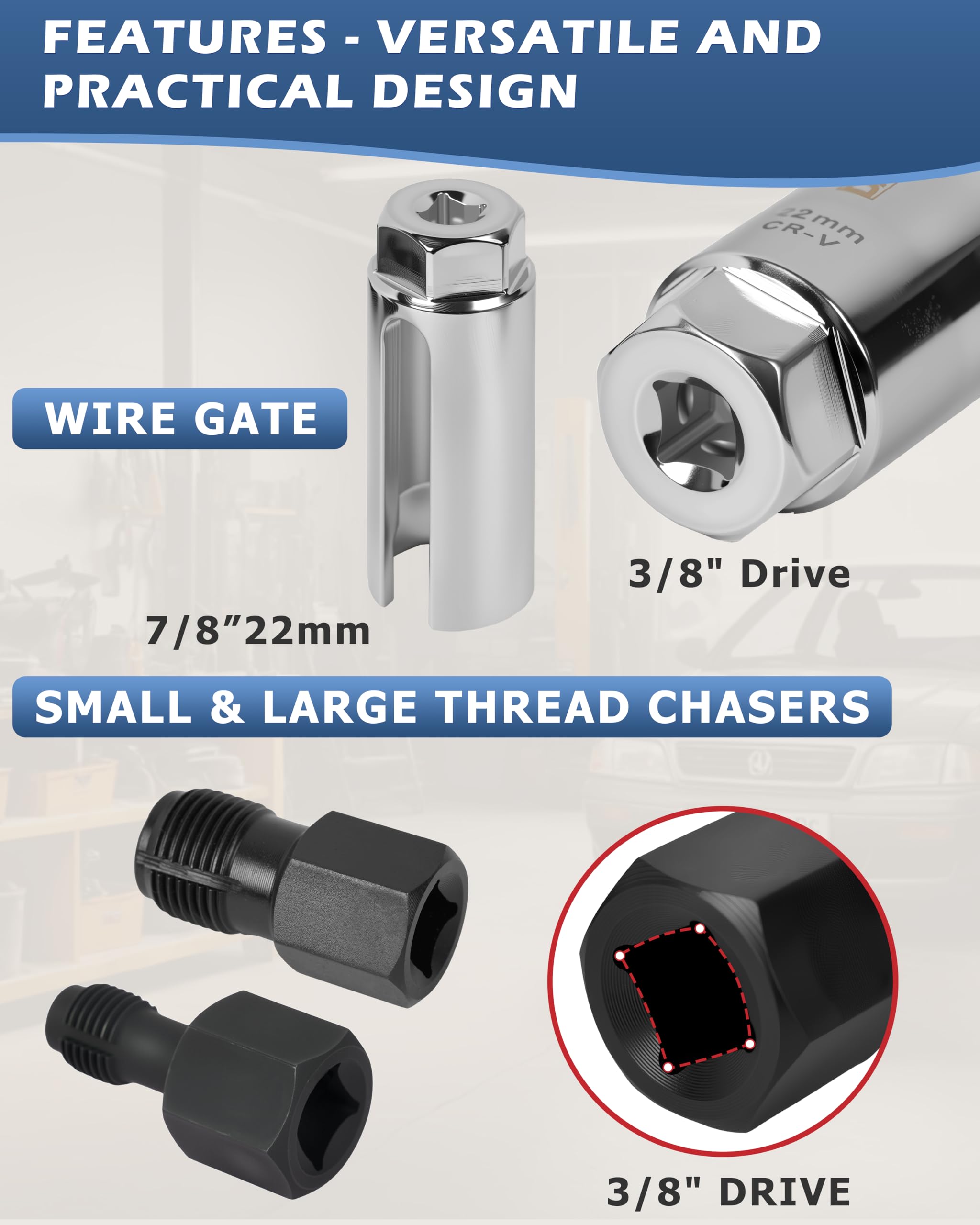DAYUAN M18 and M12 thread chasers mounted on a ratchet for precise thread repair