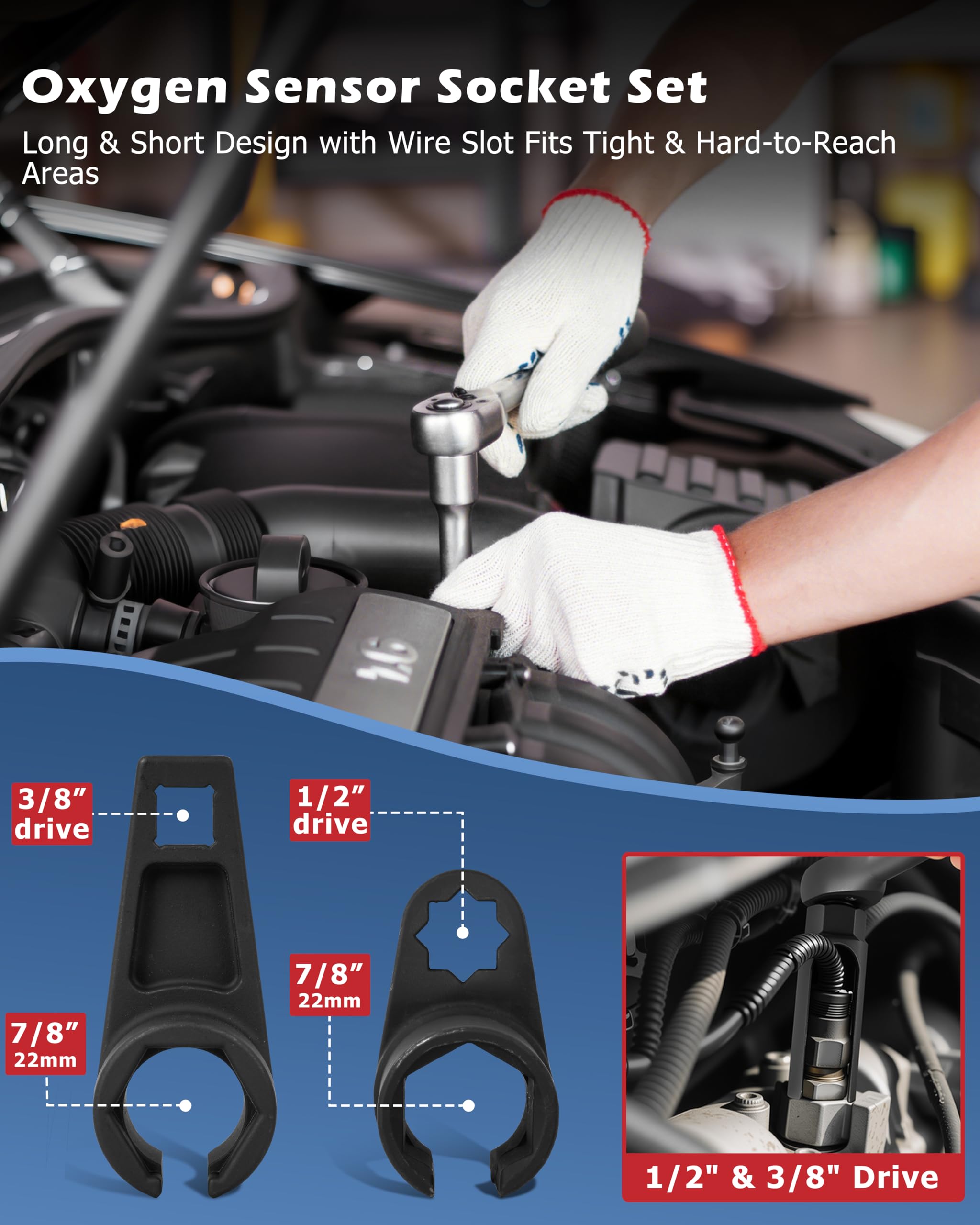 DAYUAN socket positioned on an oxygen sensor demonstrating wire-safe removal