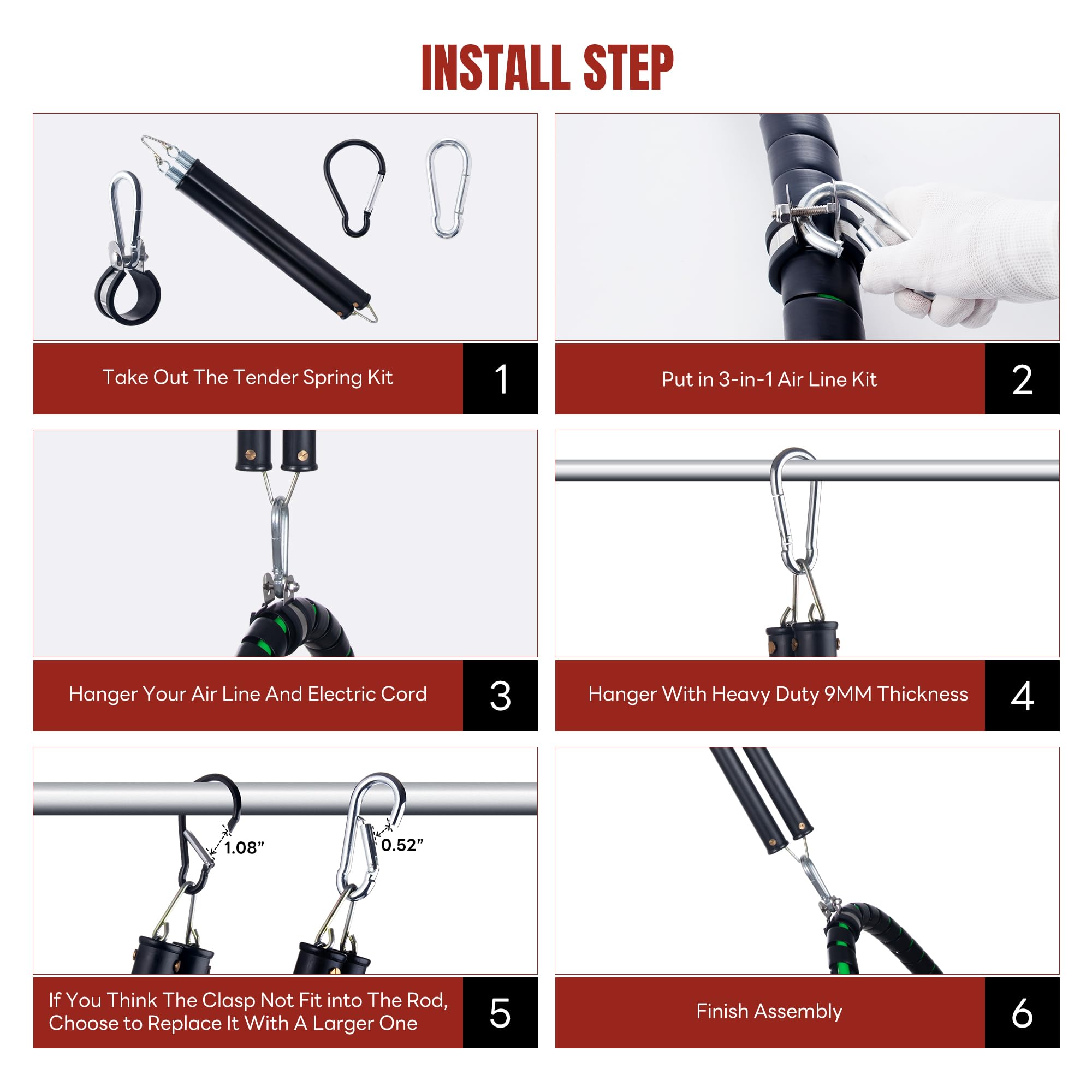 Dazakoot spring installed on trailer suspension keeping air and electrical lines elevated and secure