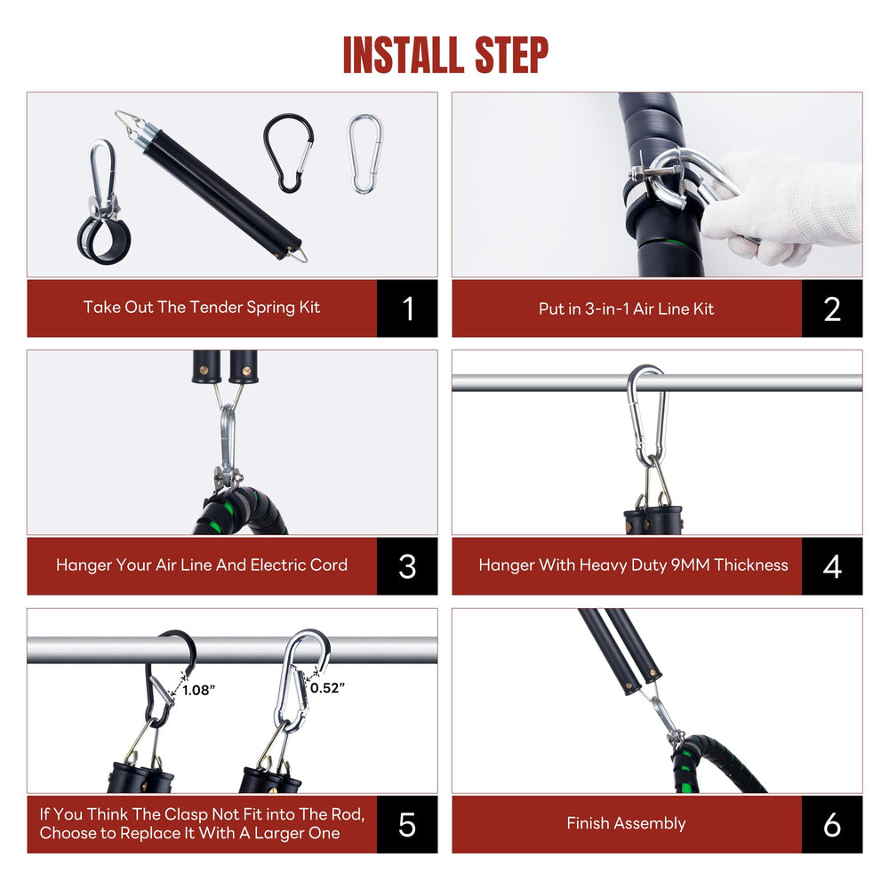 Dazakoot spring installed on trailer suspension keeping air and electrical lines elevated and secure