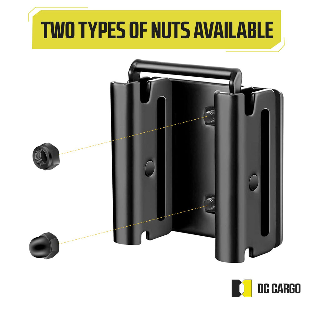 DC Cargo connector bolted to a wooden shelf demonstrating secure attachment and load support