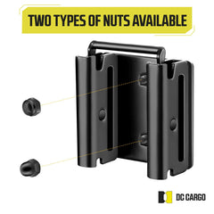 DC Cargo connector bolted to a wooden shelf demonstrating secure attachment and load support