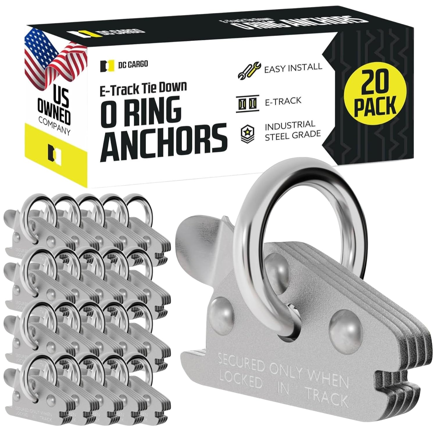 DC Cargo Mall front view of pack of 20 O-rings showing quantity and finish for reliable anchoring