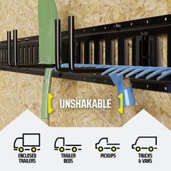 DC Cargo Mall hooks supporting ladder and tools demonstrating heavy-duty hold