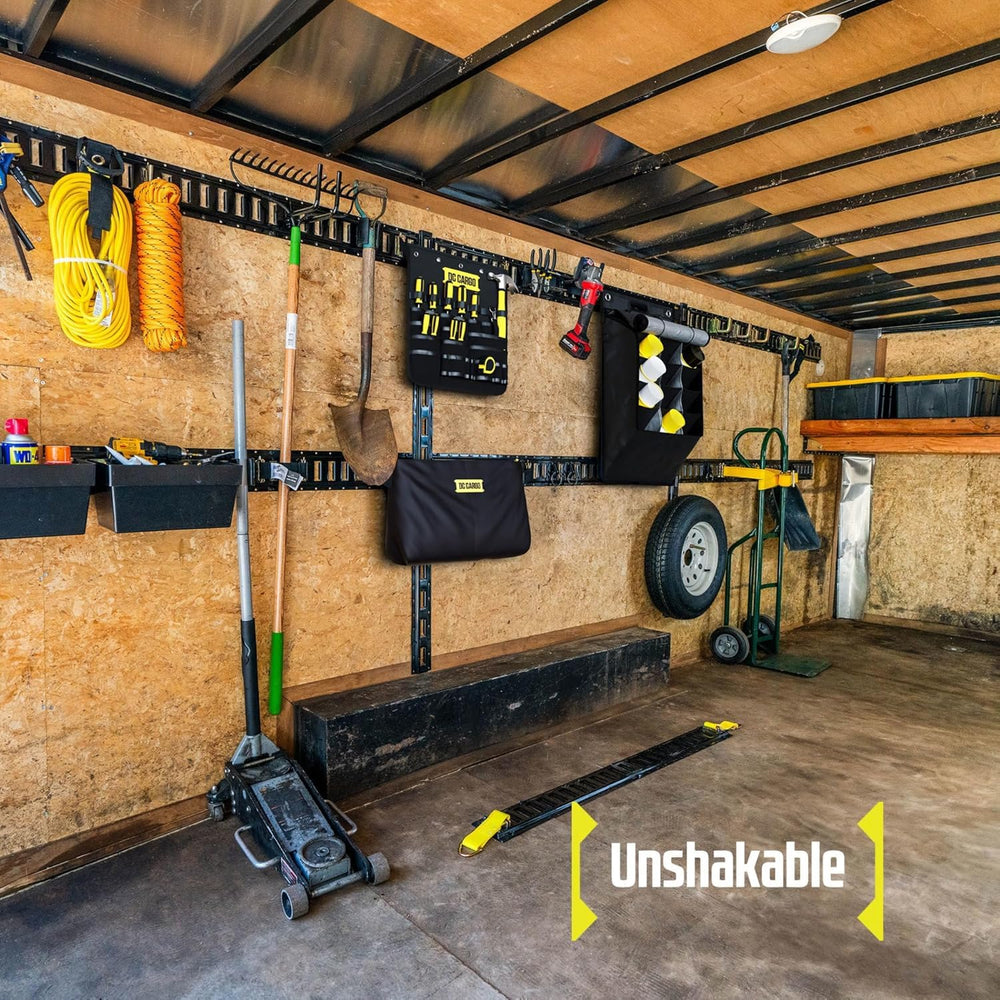 DC Cargo Mall mounted inside cargo trailer, saves floor space and prevents tangles