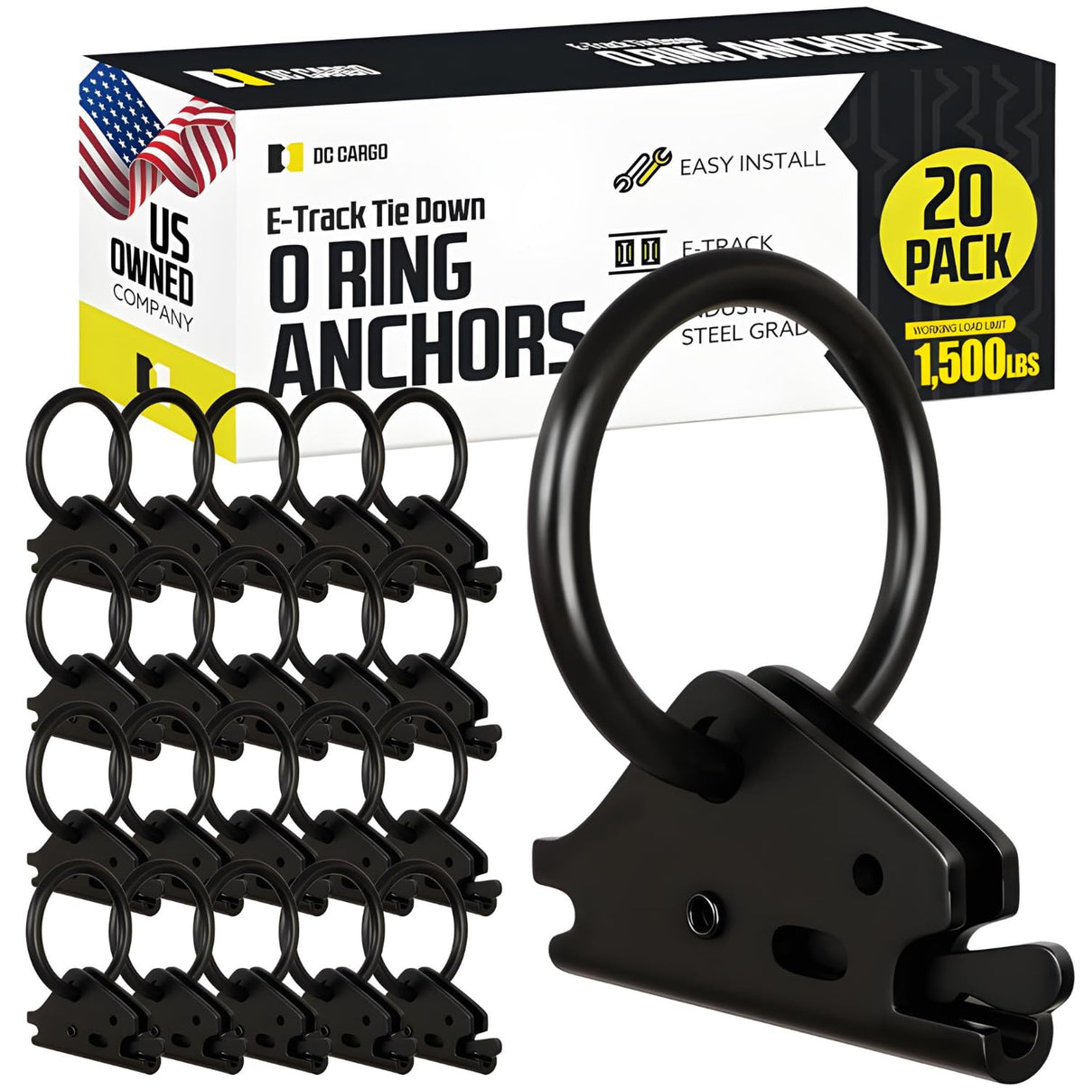 DC Cargo Mall front view of O-ring pack showing all anchors and packaging benefit