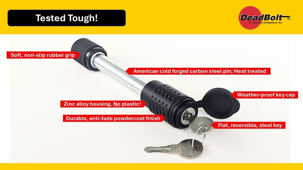 DeadBolt reversible key with weatherproof cap showing reliable operation