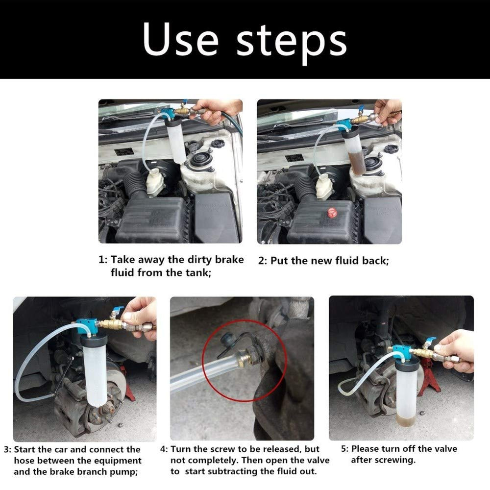 DEDC in use on car brake bleeder demonstrating faster, cleaner extraction