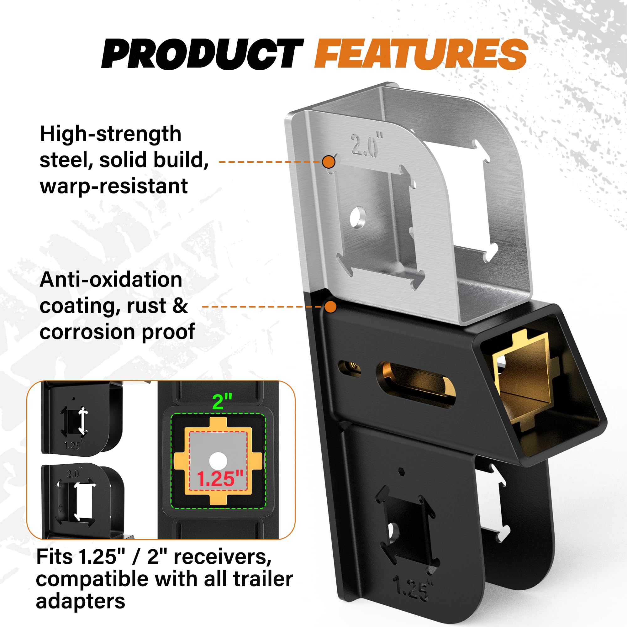 DEEAGLE closeup of adjustable sleeve showing dual 1.25 and 2 inch fit benefit