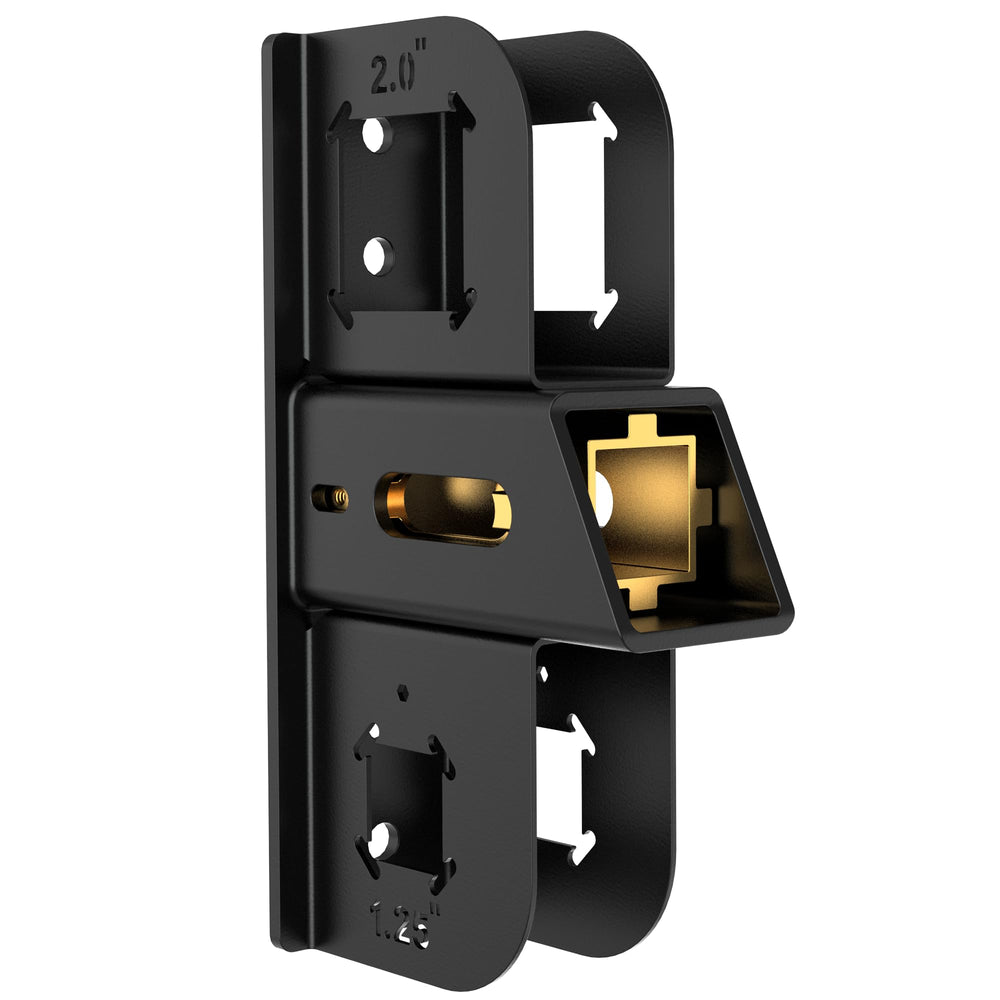 DEEAGLE front view of hitch wall mount showing sturdy bracket and receiver fit