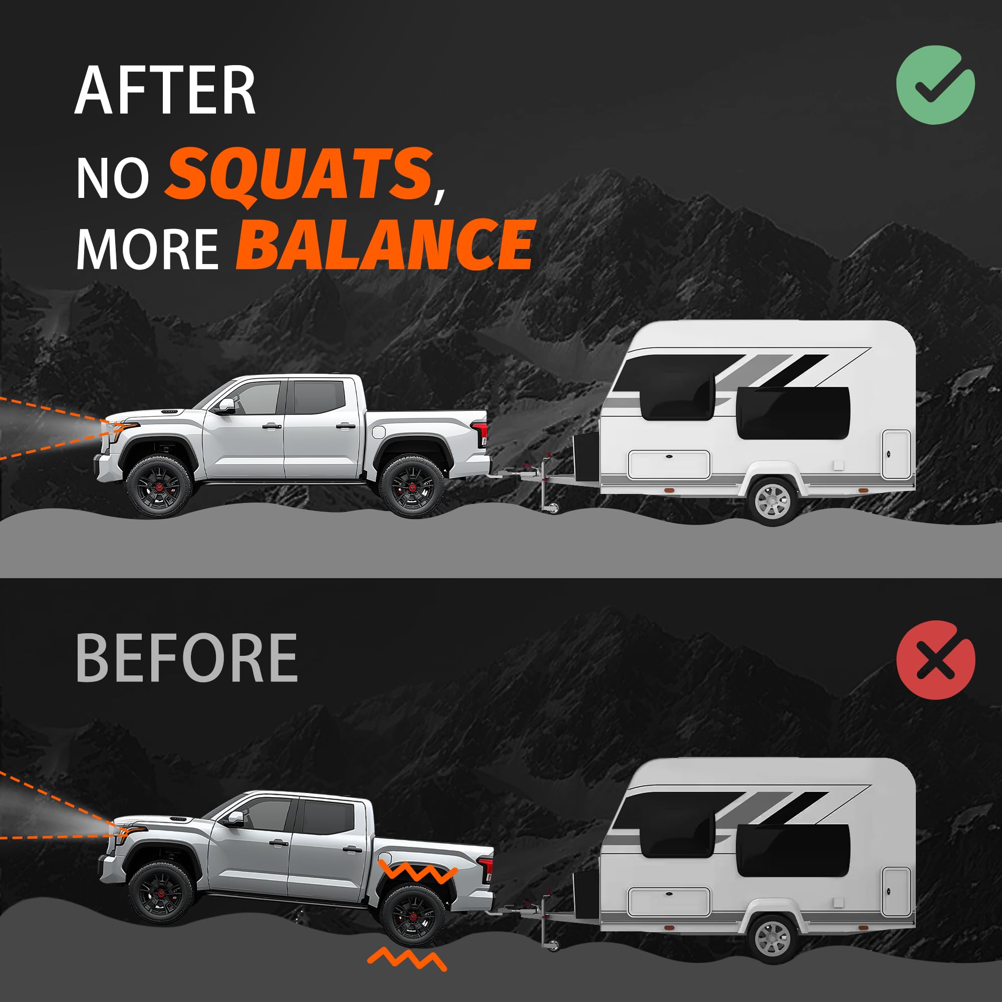 DEEAGLE lifestyle shot of Ram towing on road showing safer handling and balanced ride