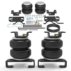 DEEAGLE front view of packaged rear air bag kit showing complete contents and fitment benefit