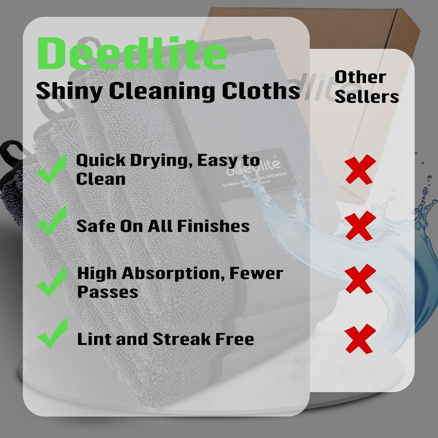 Deedlite towel wiping bathroom glass leaving streak-free shine