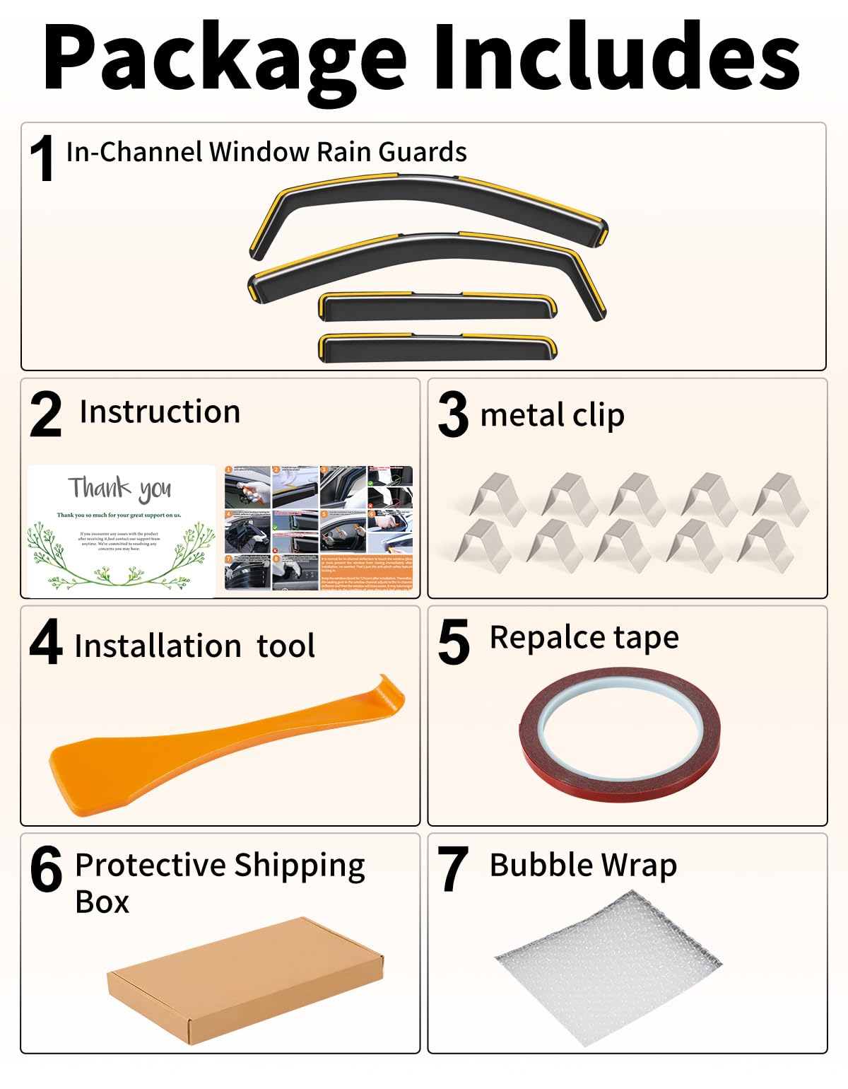 Deejecsun packaging with clips and instructions for quick, tool-free install