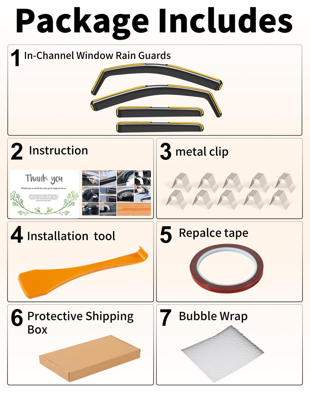 Deejecsun packaging with clips and instructions for quick, tool-free install