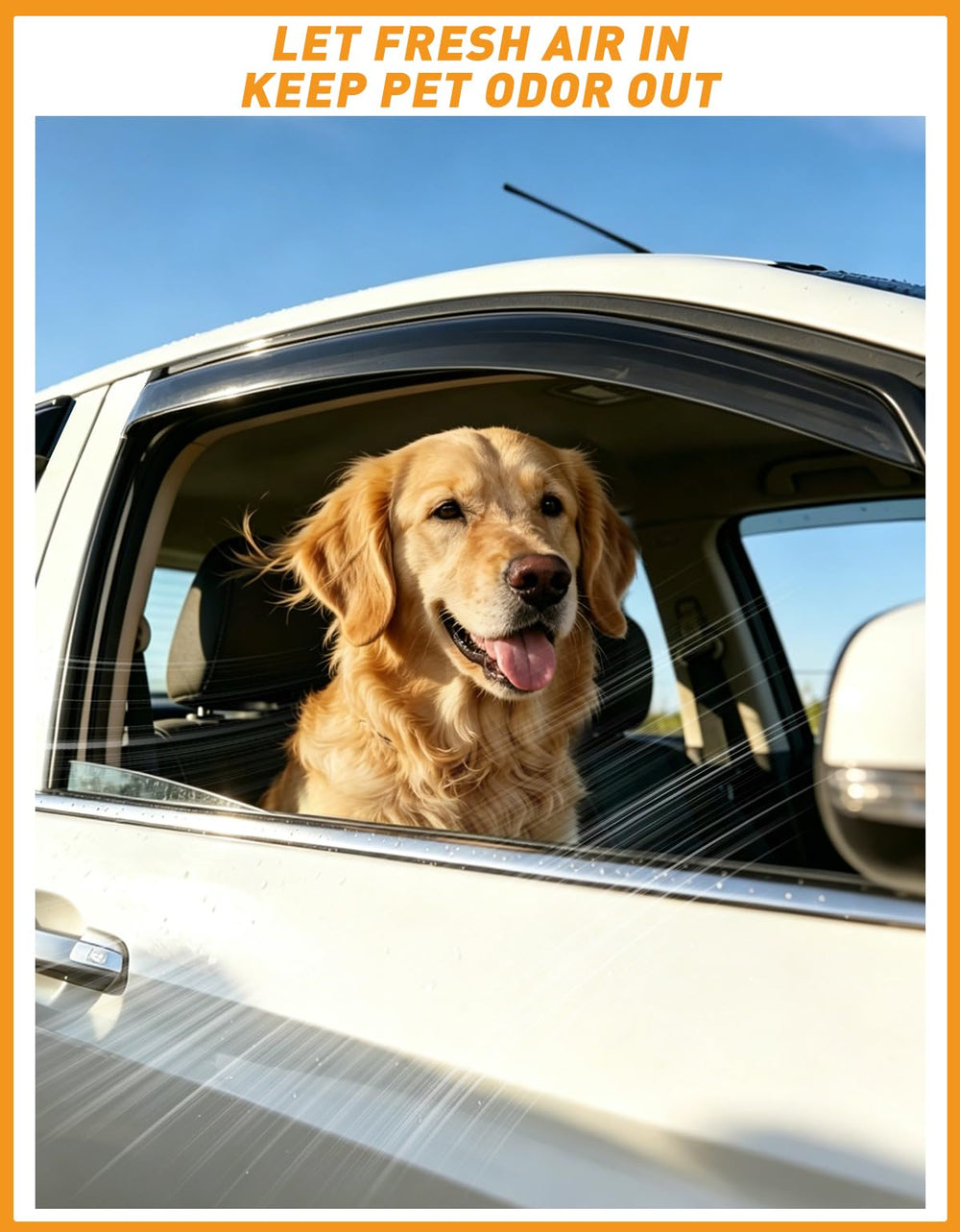 Deejecsun rear door visor close-up, durable finish resists UV and road impact
