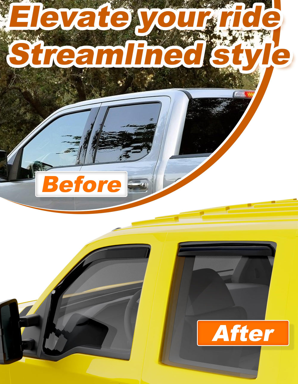 Deejecsun visor shedding rain on window, keeps interior dryer and reduces fogging