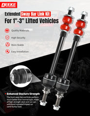 DEEKE 4X4 side profile showing link length measurement for correct 1–3 inch lift fitment