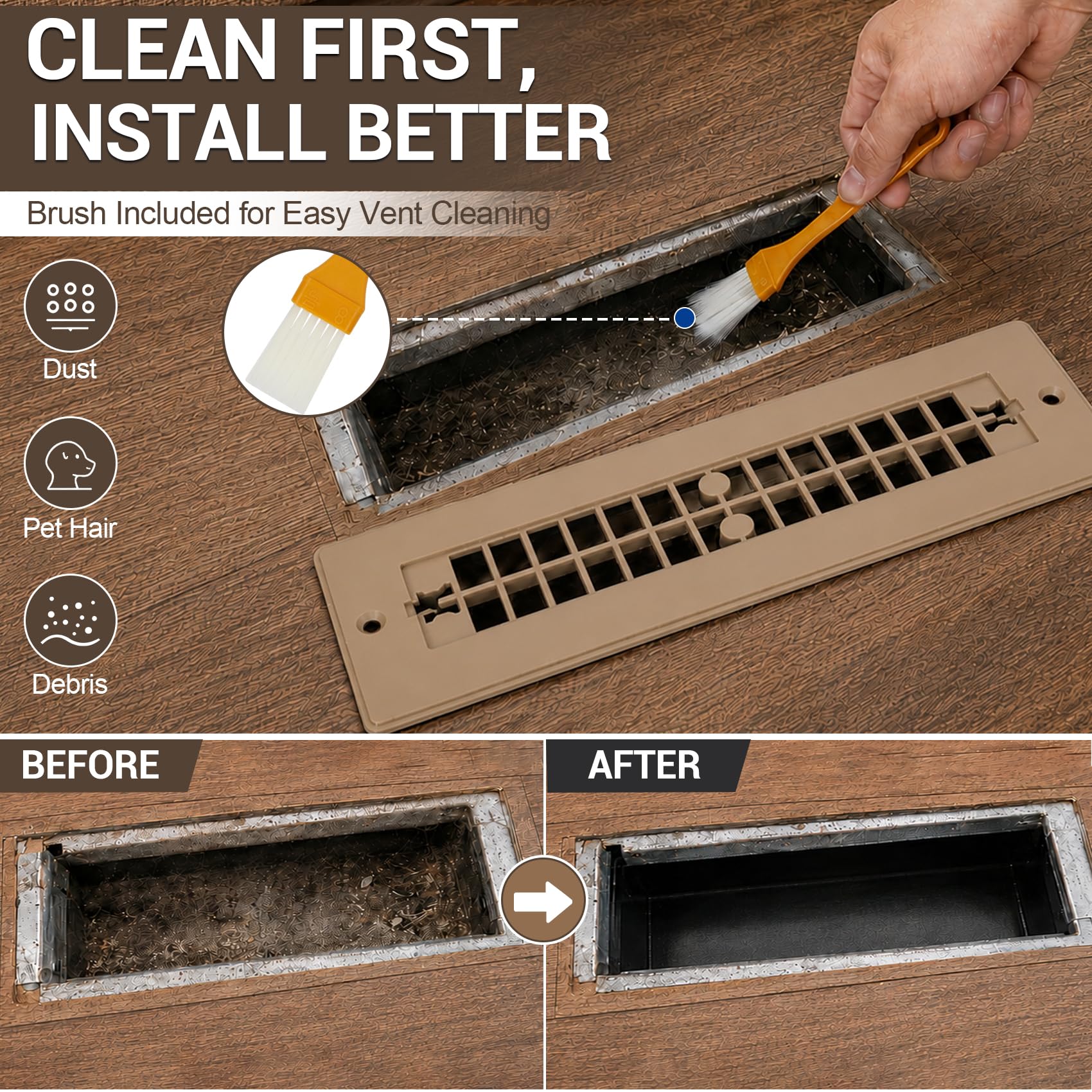 Deerdtride vent cover in pet-friendly RV scene reducing hair buildup
