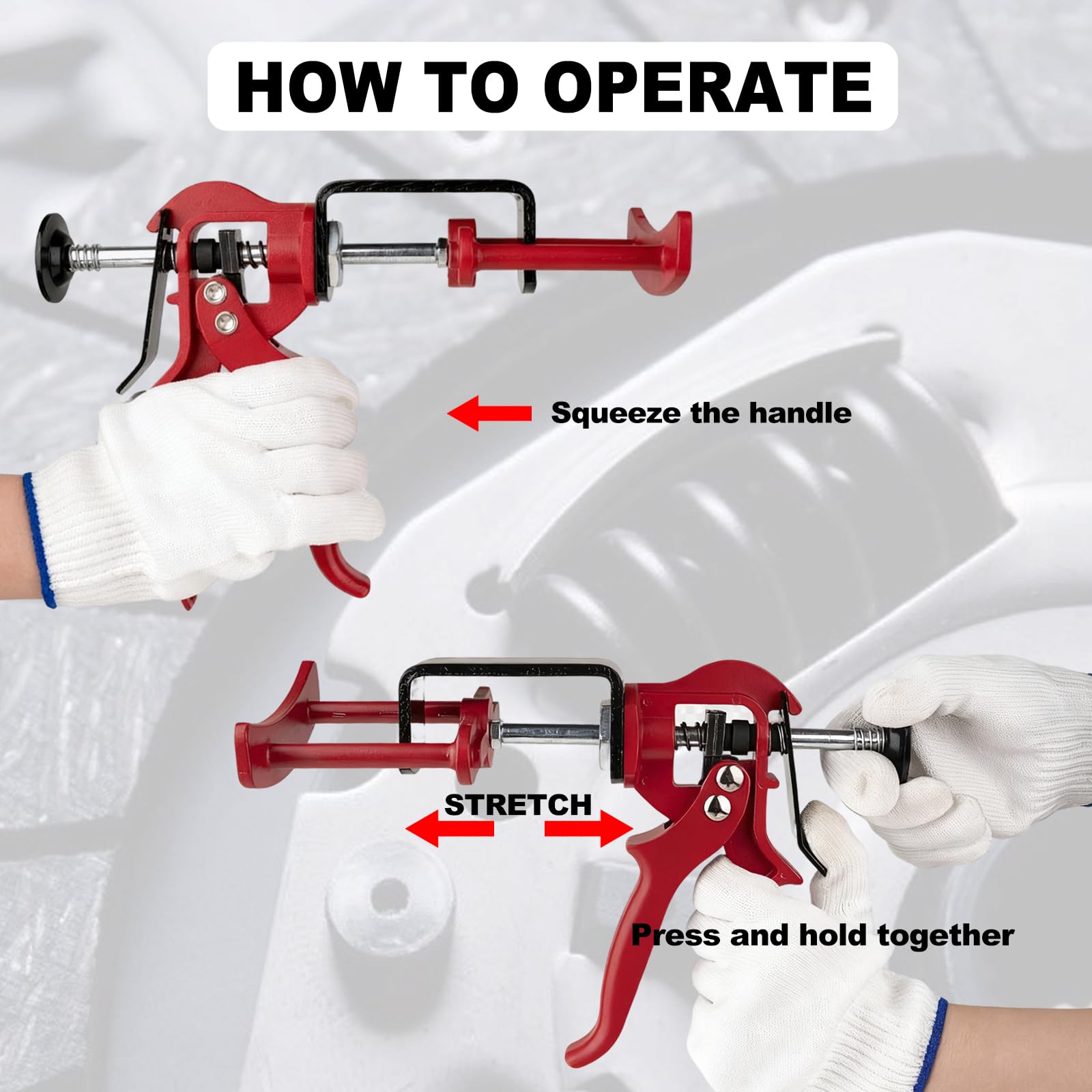 Defabee handle and mechanism detail highlighting sturdy aluminum handle for control