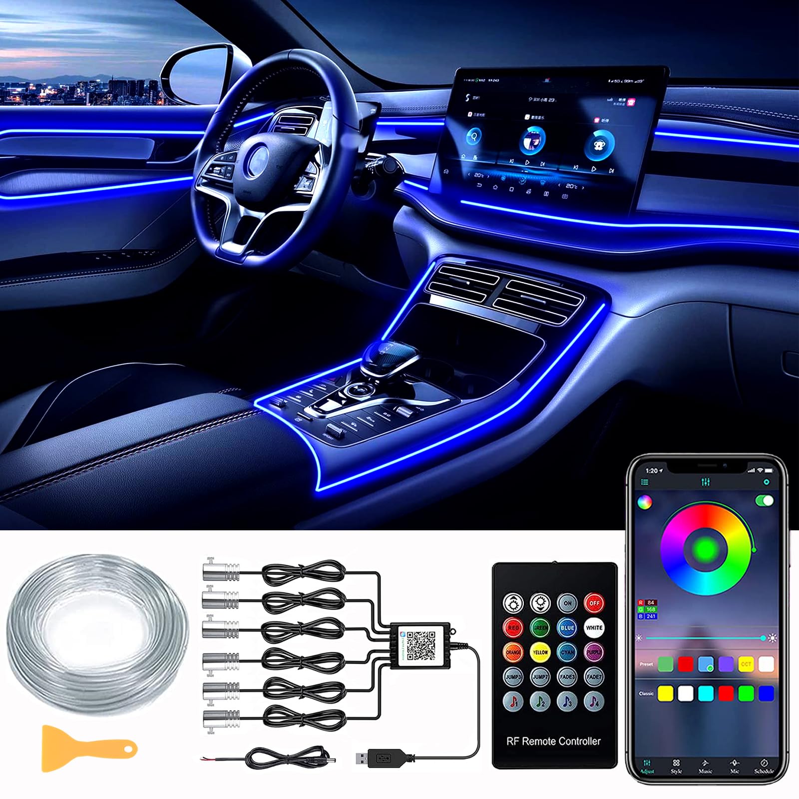 DEHERANE front packaging showing full LED strip kit and benefits
