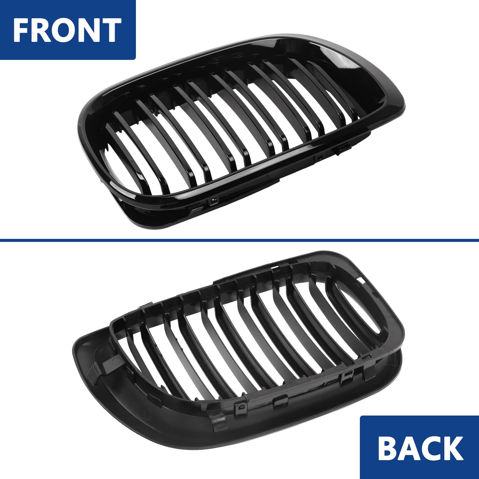 DEKEWEI grille installed on parked BMW E46 illustrating sporty visual upgrade