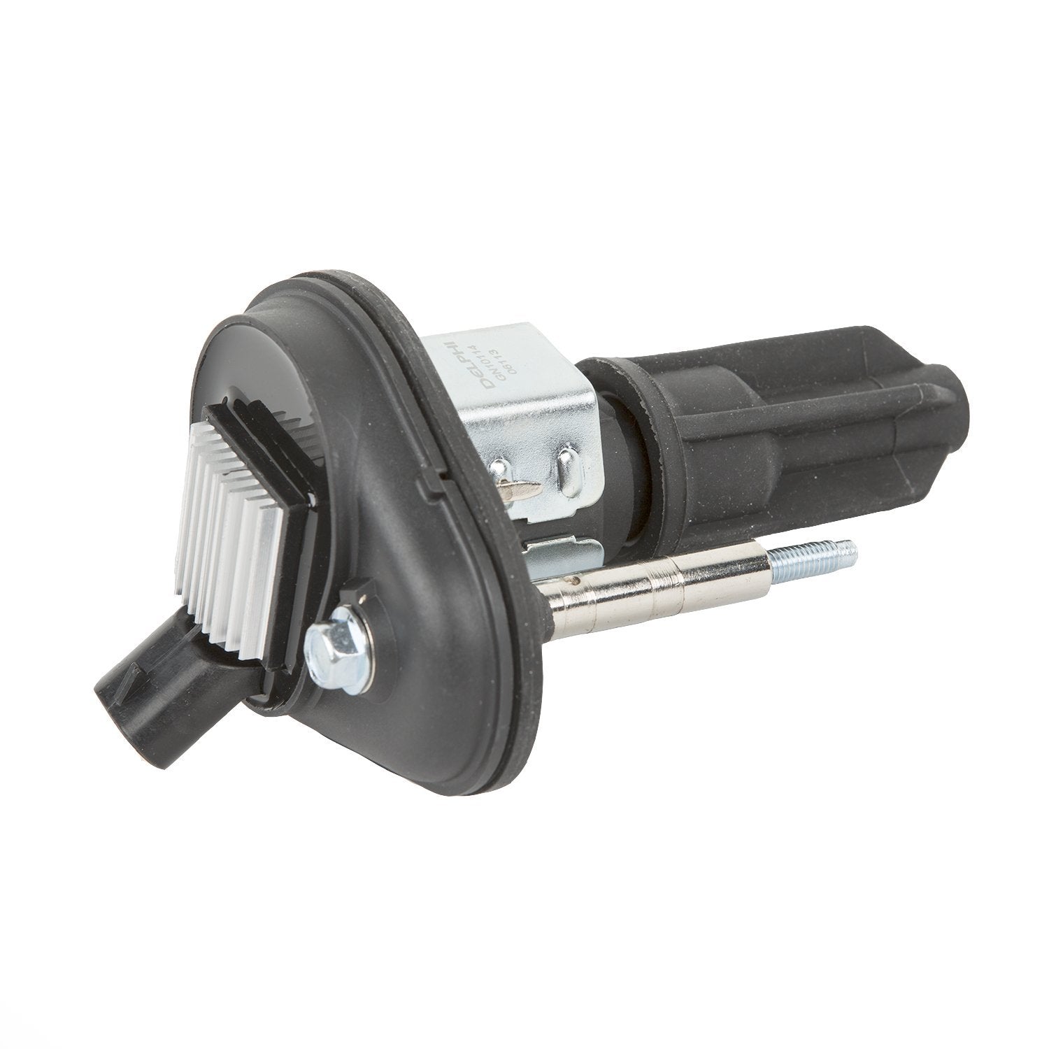 Delphi ignition coil front view showing fitment and durable housing for reliable starts