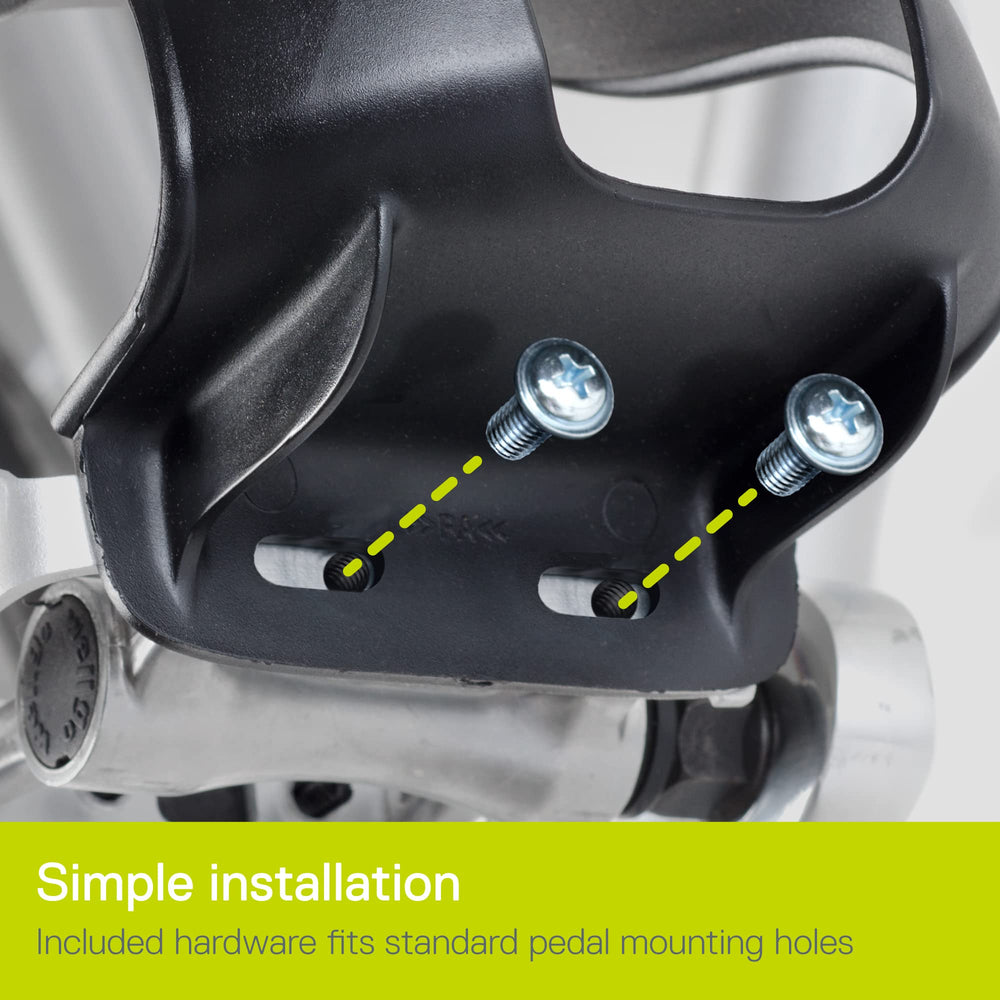 Delta toe clips wet surface detail showing weather-resistant ride confidence