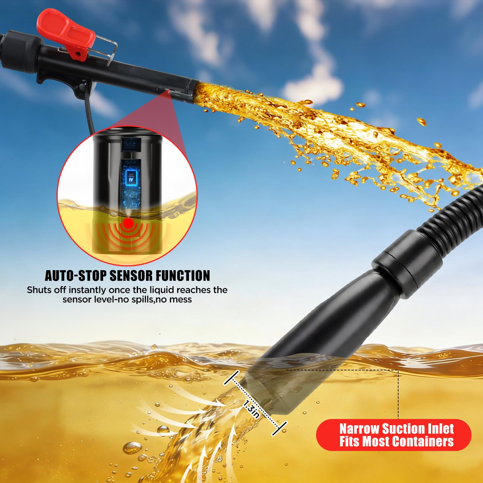DEMAKIMI hooked to a vehicle 12V outlet demonstrating roadside fueling convenience