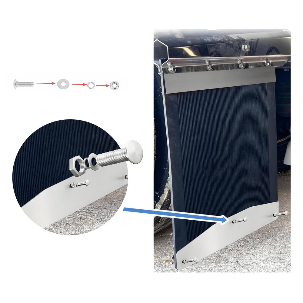 Demimy hardware and fasteners arrangement showing included M8 bolts and washers for secure fit