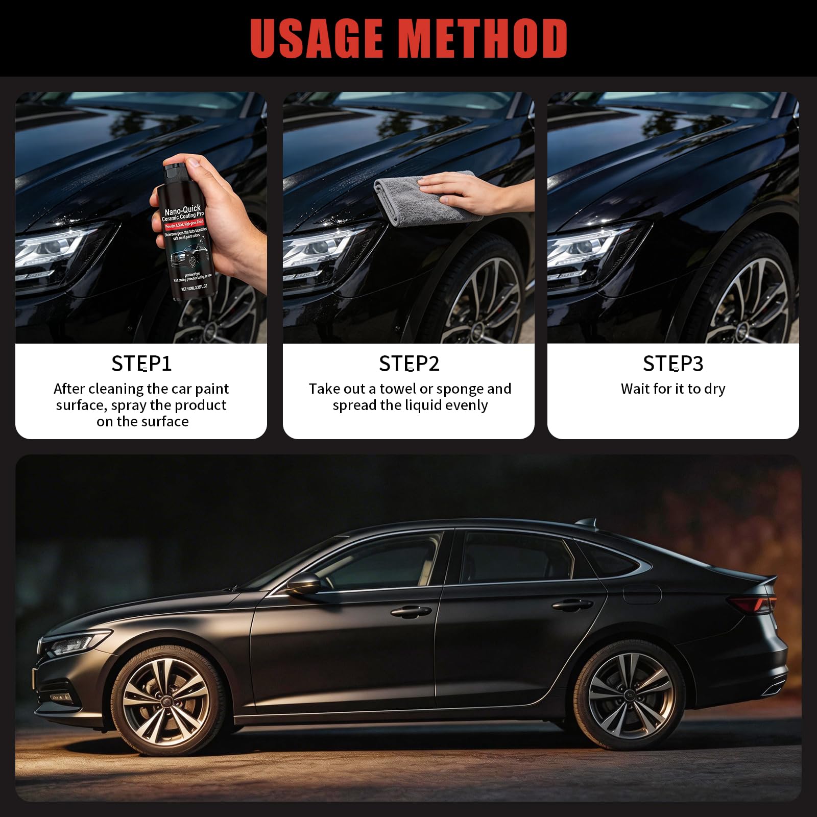 Denir Bonee microfiber application showing fast, streak-free result