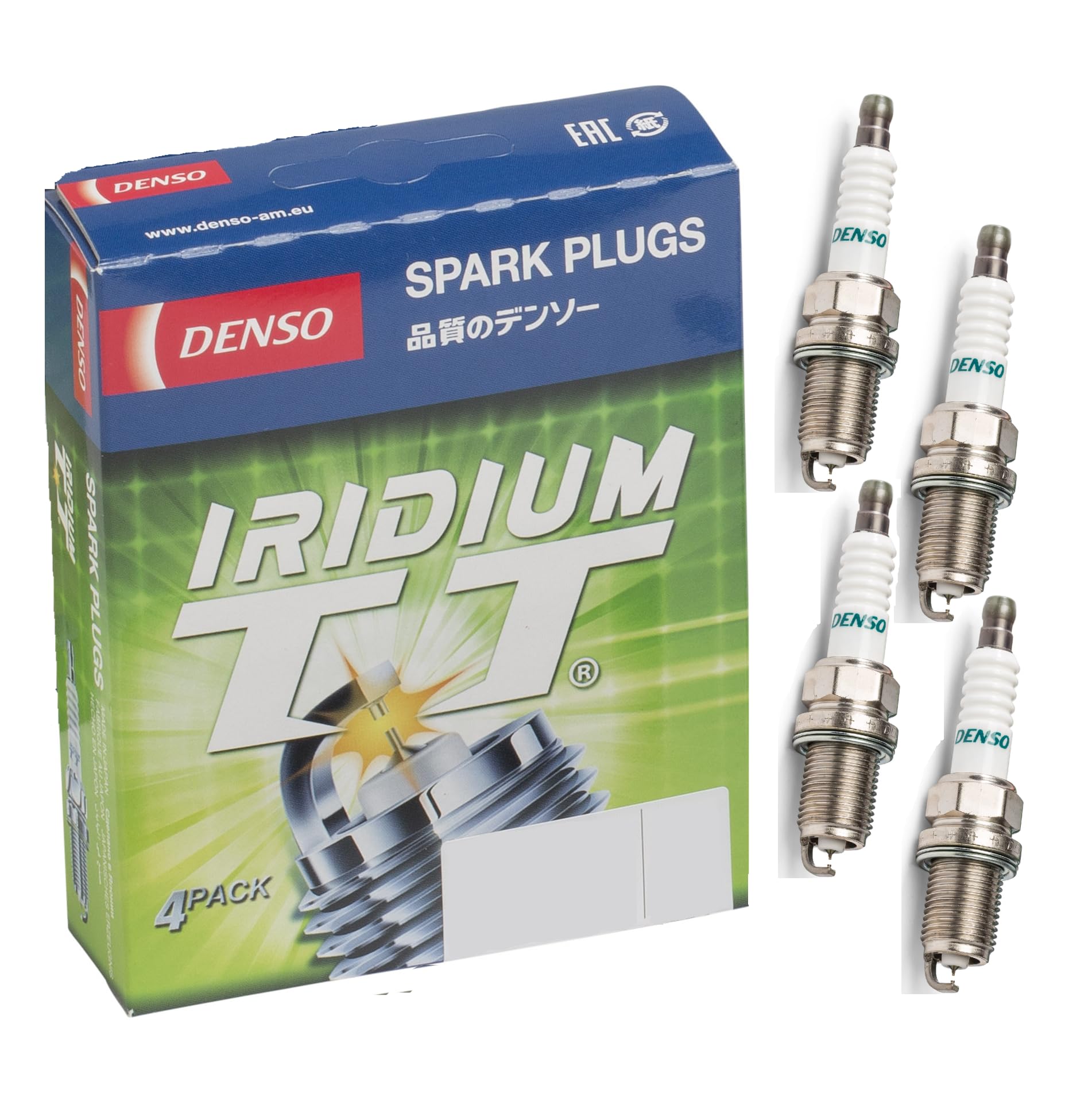 Denso 4702 front view showing packaged spark plug and benefit of protected transport