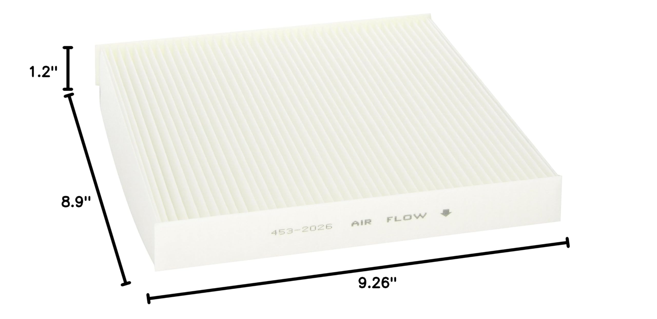 Denso cabin filter pleated media close-up highlighting efficient particle capture