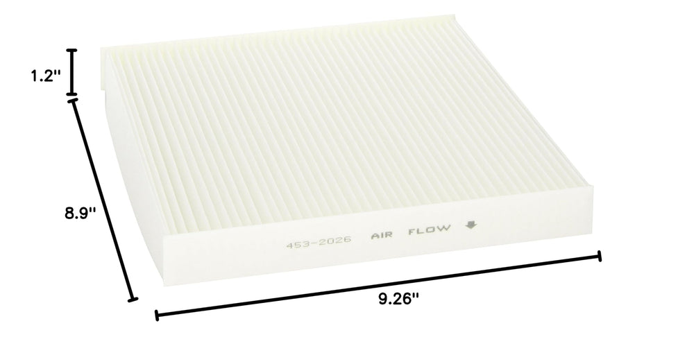 Denso cabin filter pleated media close-up highlighting efficient particle capture