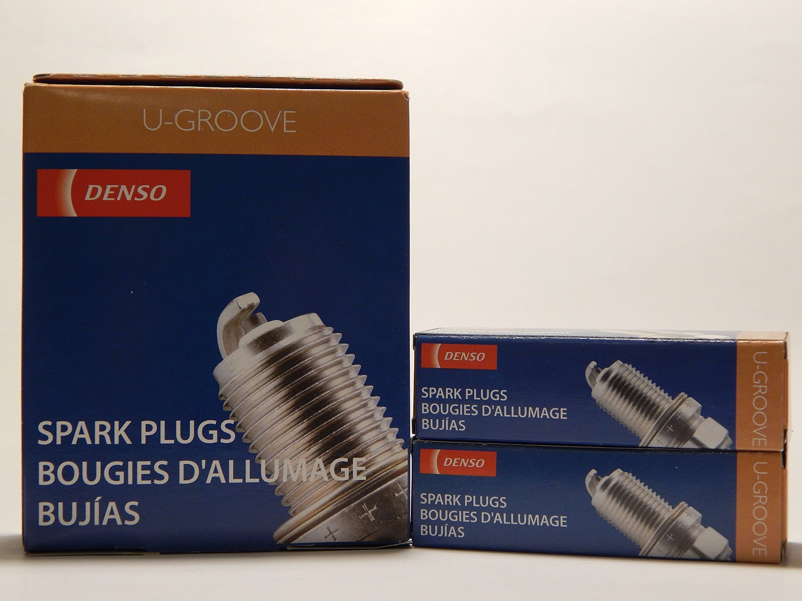 Denso K20HR-U11 front packaging showing six spark plugs and authentic labeling for reliable replacement