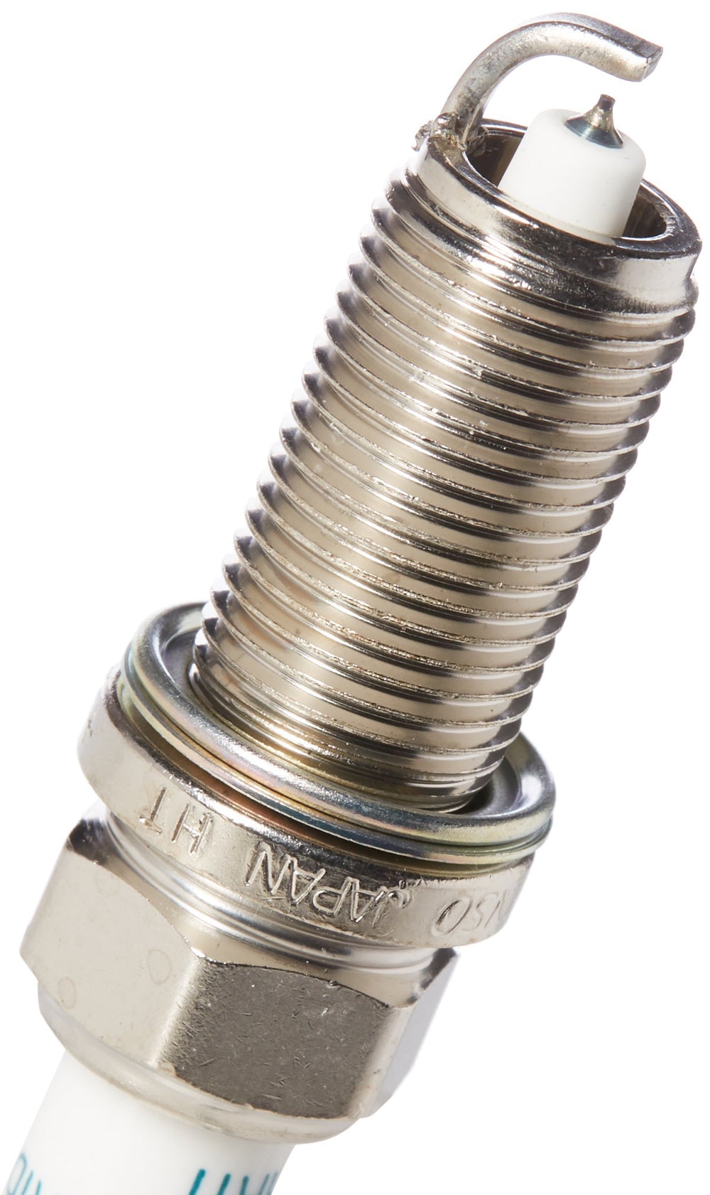 Denso SK20HR11 close-up of iridium-platinum electrode highlighting precise spark performance