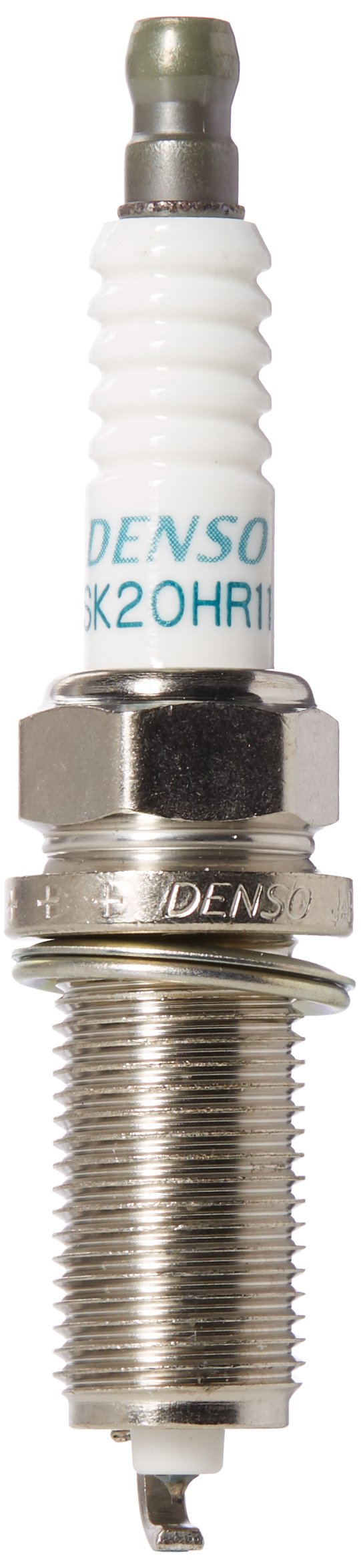 Denso SK20HR11 four-pack front view showing packaging and new plugs benefits longevity