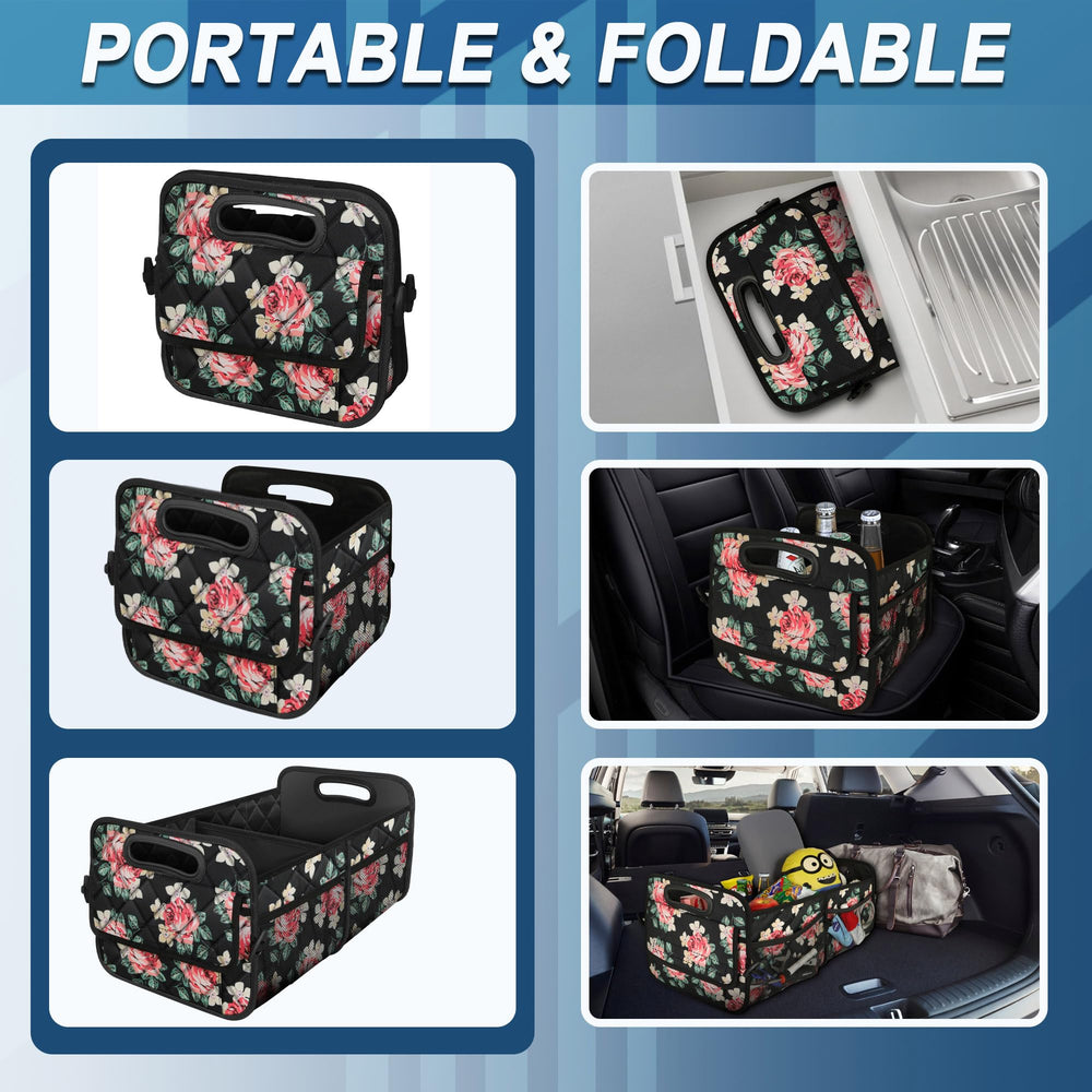 Deosk installed in a car trunk keeping cargo stable and organized