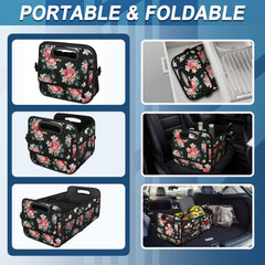 Deosk installed in a car trunk keeping cargo stable and organized