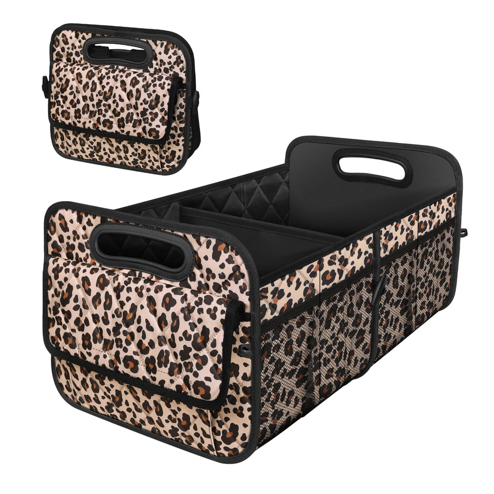 Deosk leopard front view showing pattern and storage shape, stylish and practical