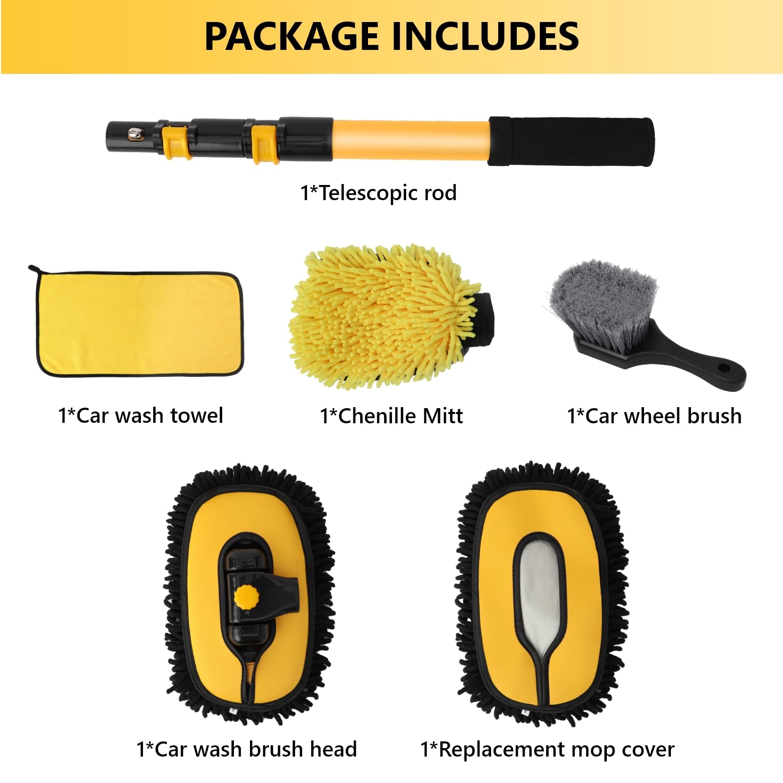 DEPOTA wheel brush and mitt set showing tools for grime-free wheel cleaning