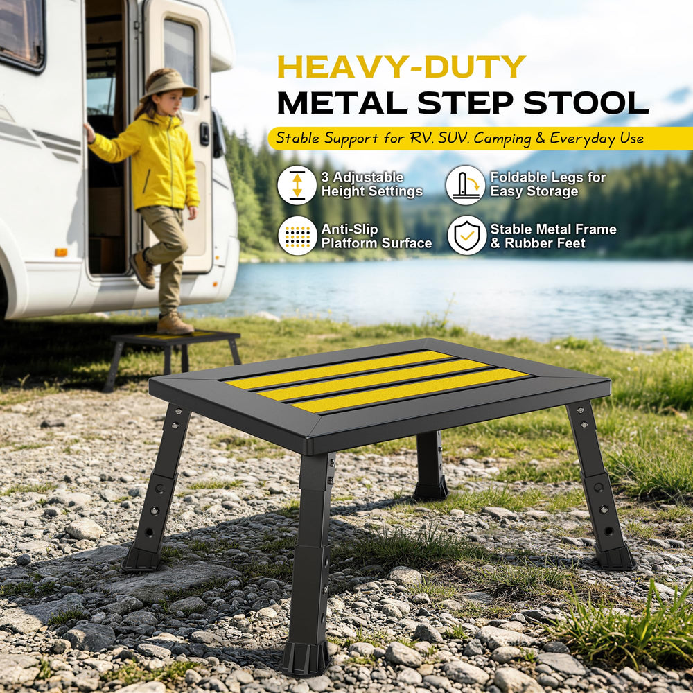 DEPSUNNY step in use at an RV entry offering safer boarding