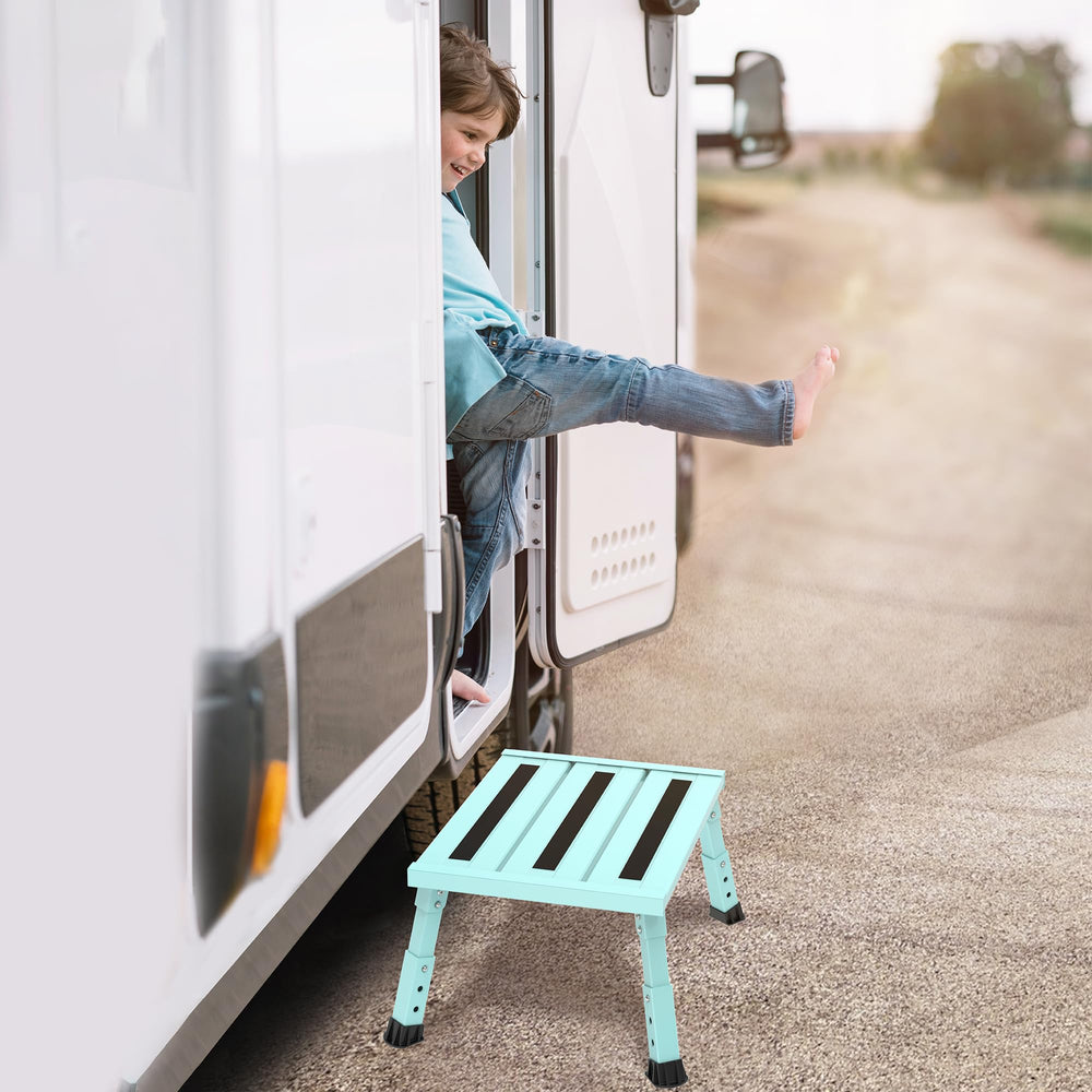 DEPSUNNY step stool at a campsite illustrating outdoor-ready portability benefit