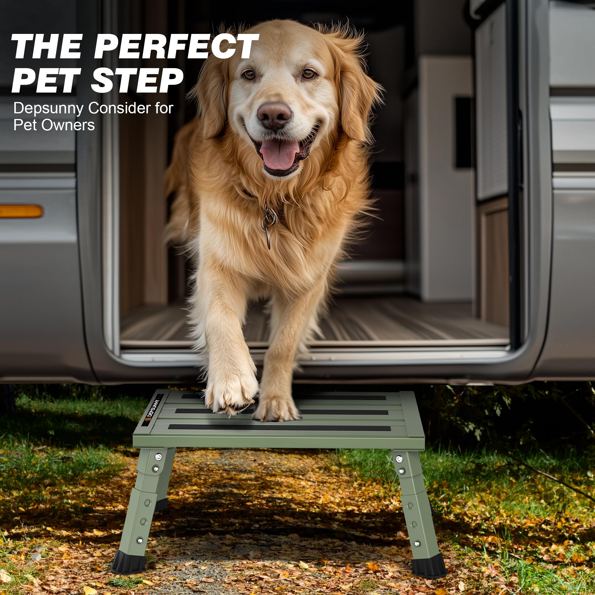DEPSUNNY army green step at campsite showing portable convenience benefit