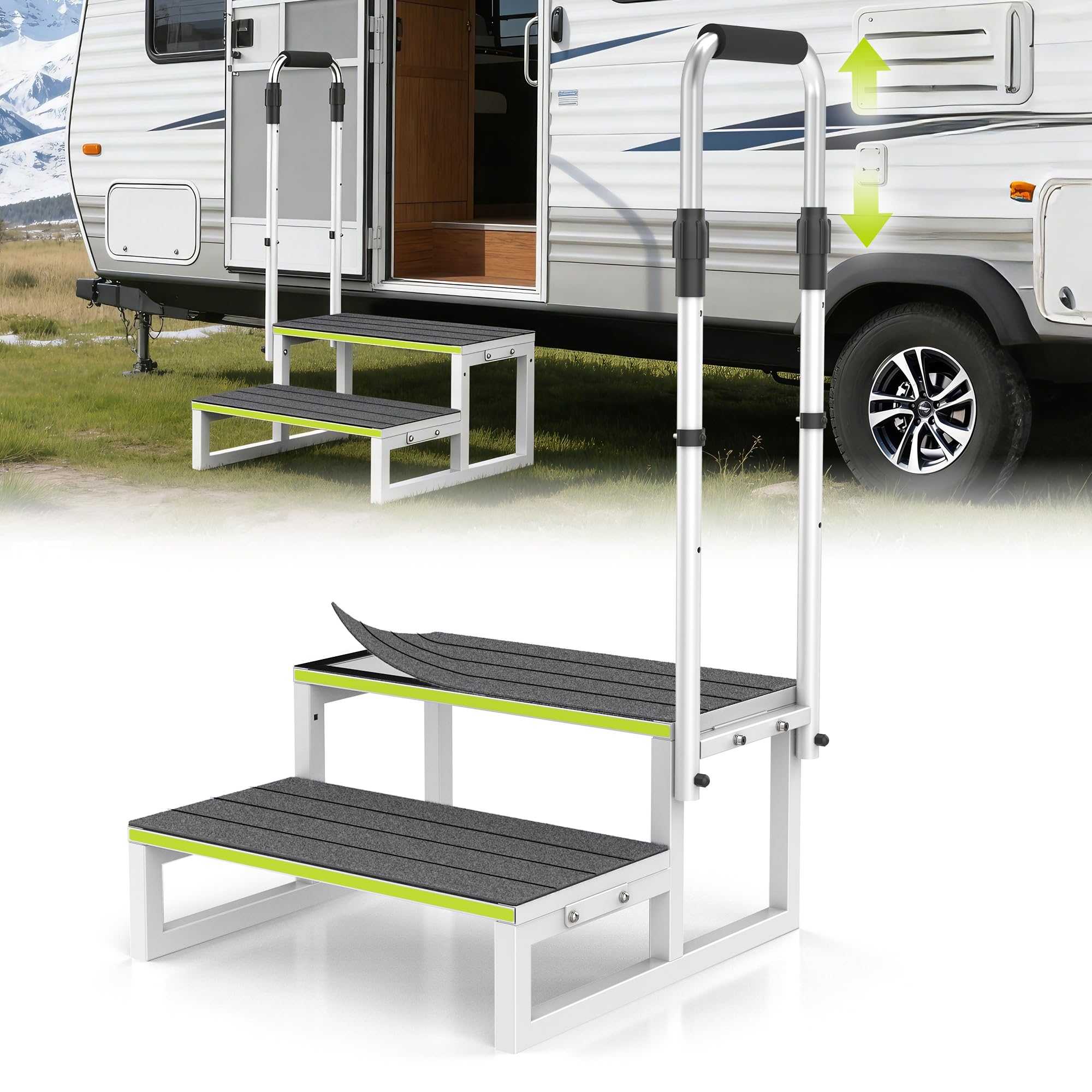 DEPSUNNY front view of two-step stool showing stable platform and frame benefit safety