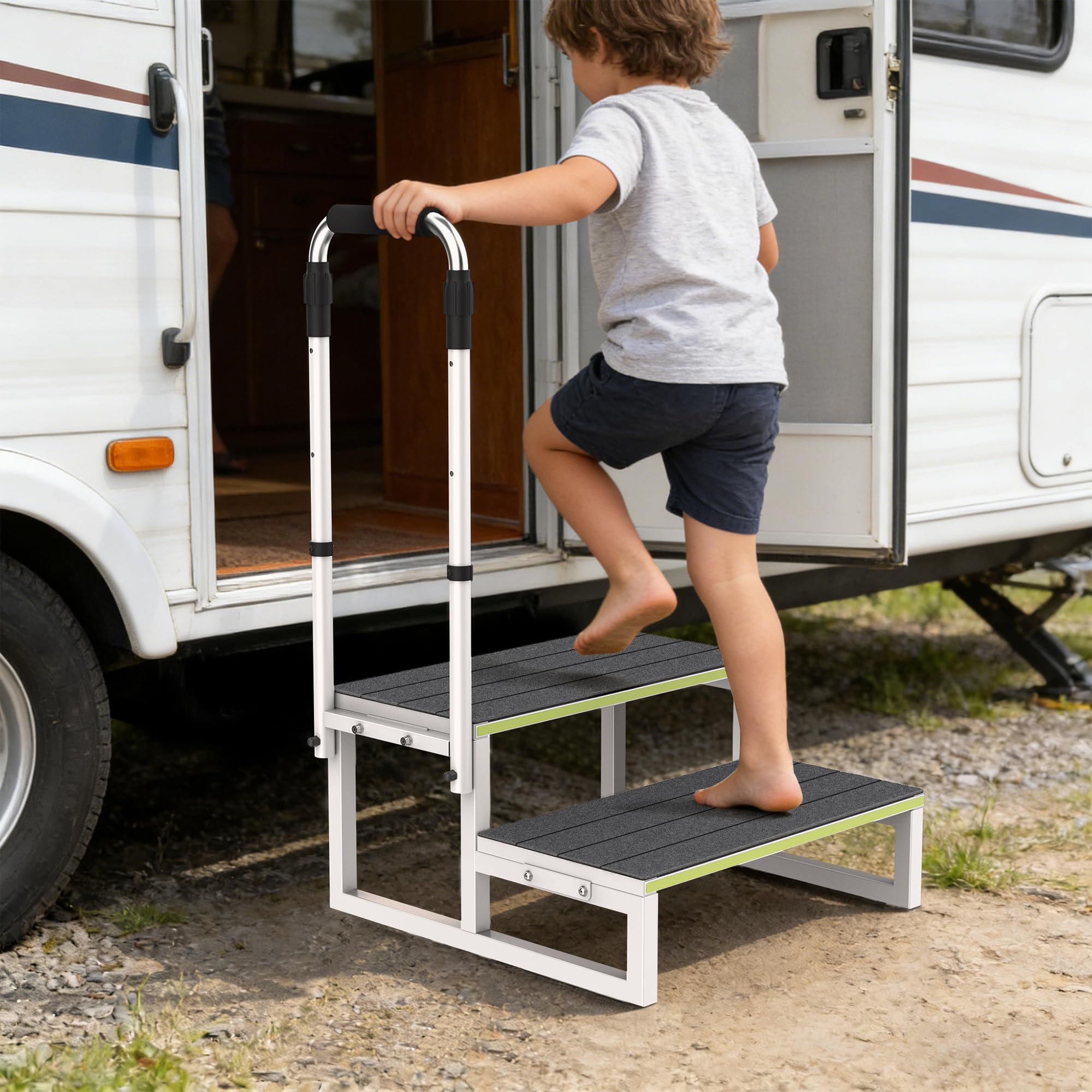 DEPSUNNY step stool installed at an RV entry demonstrating convenience when boarding benefit